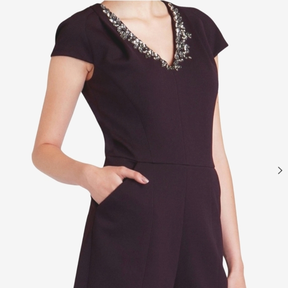 Ted Baker London Nuada elegant romper in rich purple, jeweled neckline size 2 - Picture 2 of 16